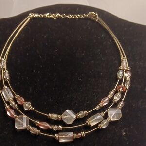 Elegant Gold and Silver Beaded Necklace